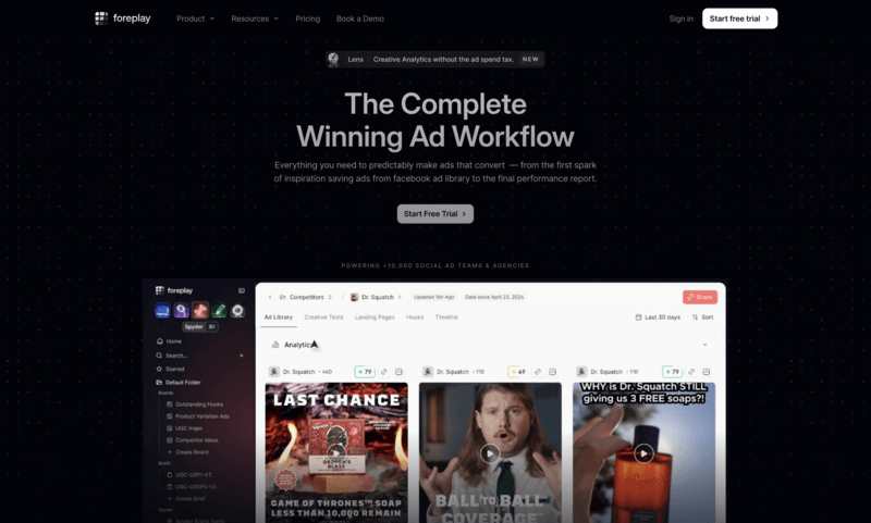 Foreplay.co ad intelligence platform interface